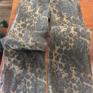Love Soho Leopard Print Jeans Wide Leg Carpenter